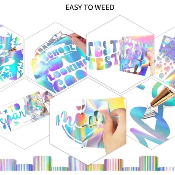 Sliver Holographic Vinyl,Holographic Silver Permanent Vinyl - 12" X 6FT Glossy - Picture 2 of 7